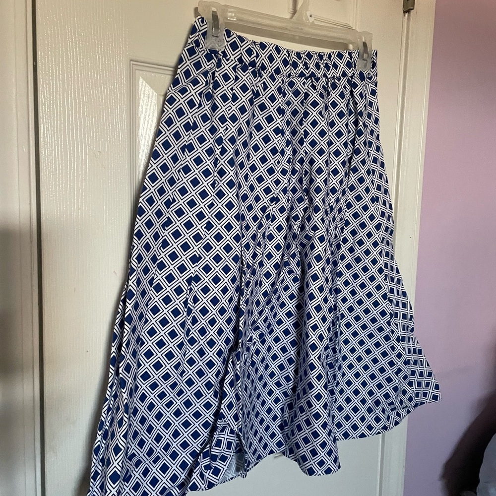 Blue Geometric Patterned Women's Skirt